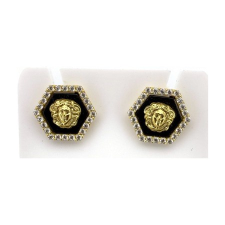 Pendientes hexagonal medusa de oro 18k